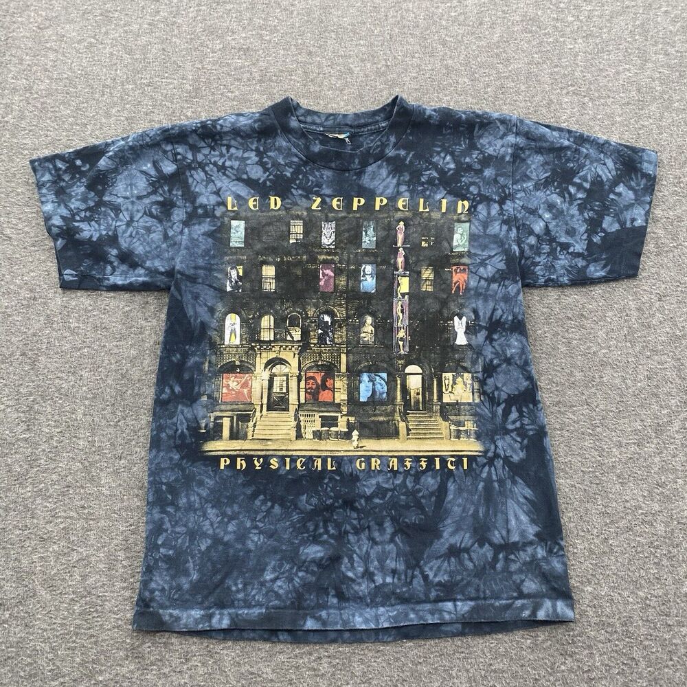 Vintage Led Zeppelin Physical Graffiti Liquid Blue Graphic T-Shirt Mens M